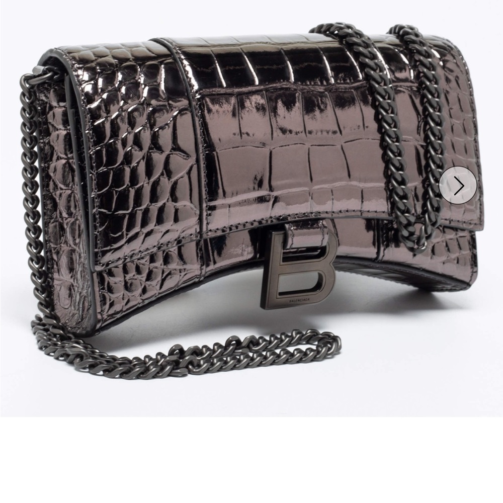 Balenciaga hourglass clutch in Gunmetal